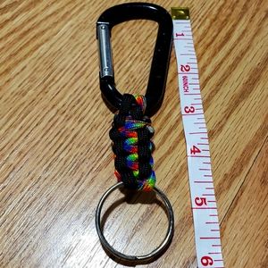 Black and Rainbow Paracord Keychain